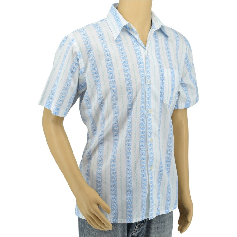 VTG Y2K Dragonfly Clothing Mens‎ Medium Striped Butterfly Print Button Up Shirt